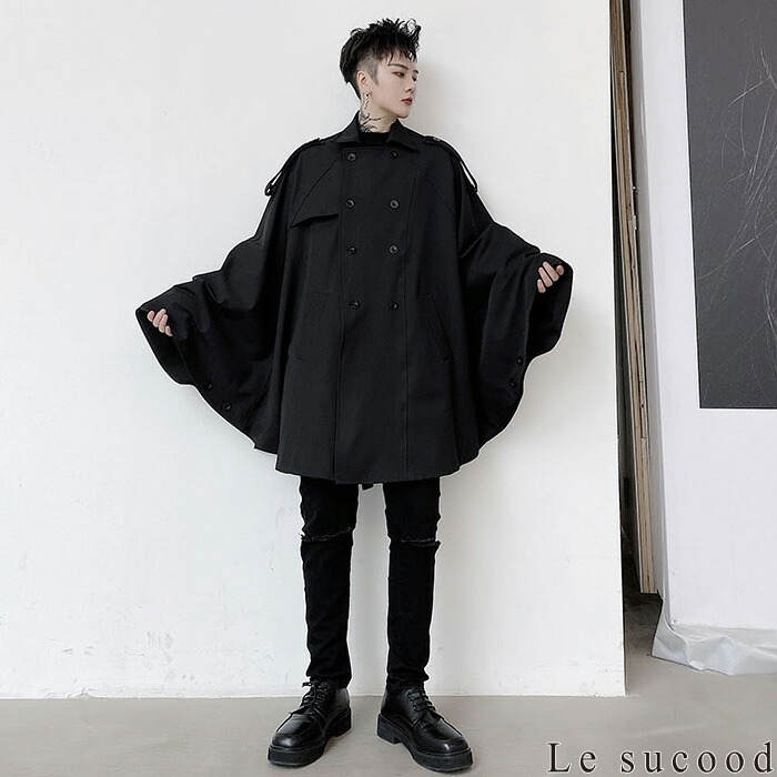 楽天市場】【Le sucood】 ダブルポンチョコート ダブルブレストコート