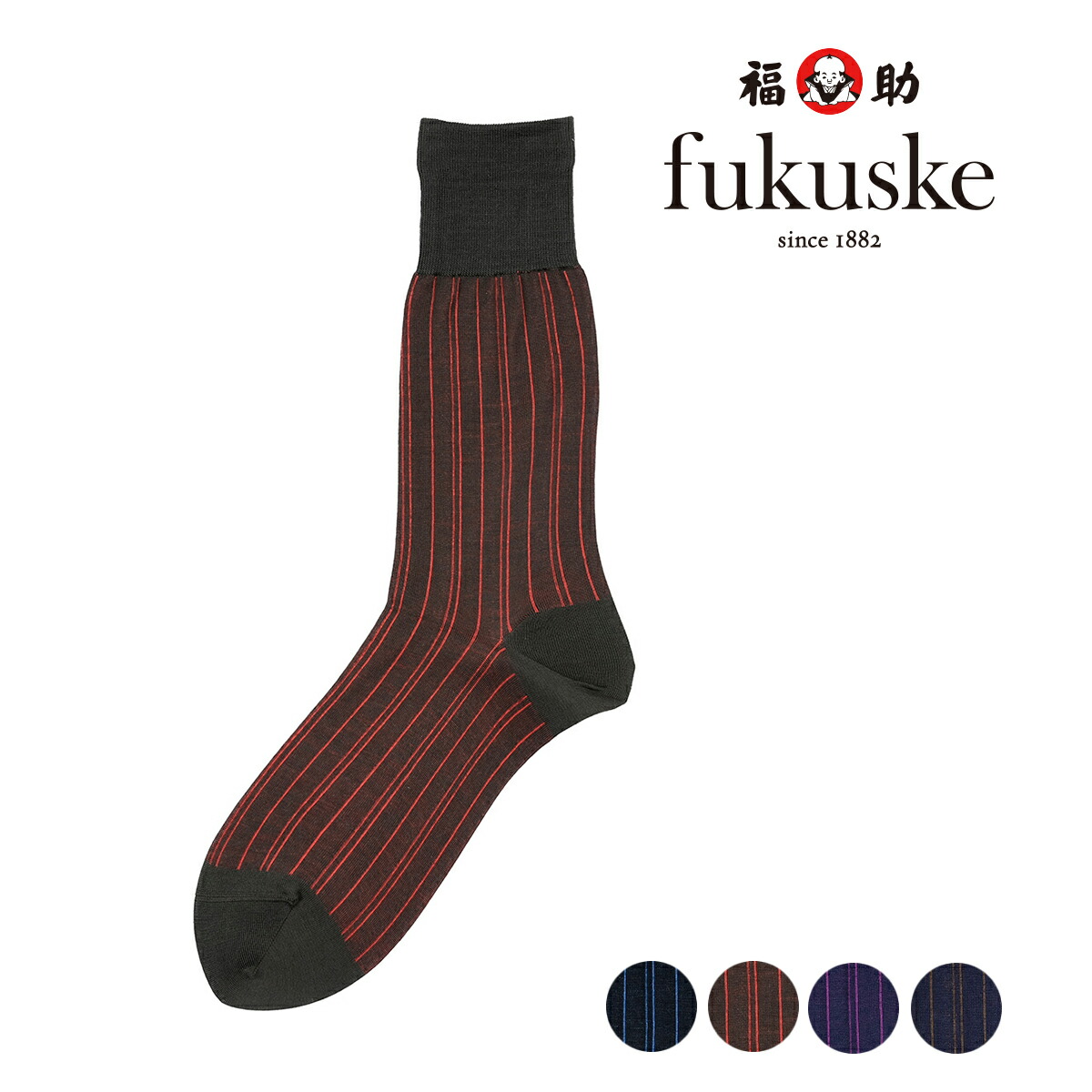 楽天市場】福助 【fukuske】 ストライプ柄 靴下 クルー丈 リンキング