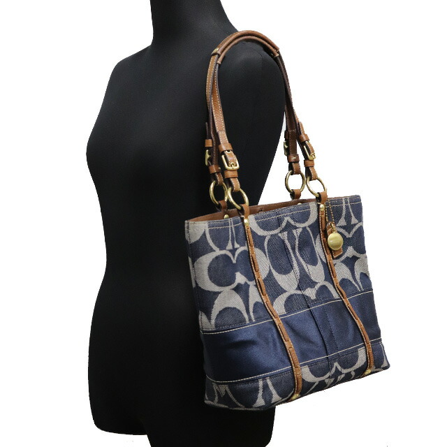 楽天市場】コーチ COACH デニムトートバッグ デニム × レザー ブルー