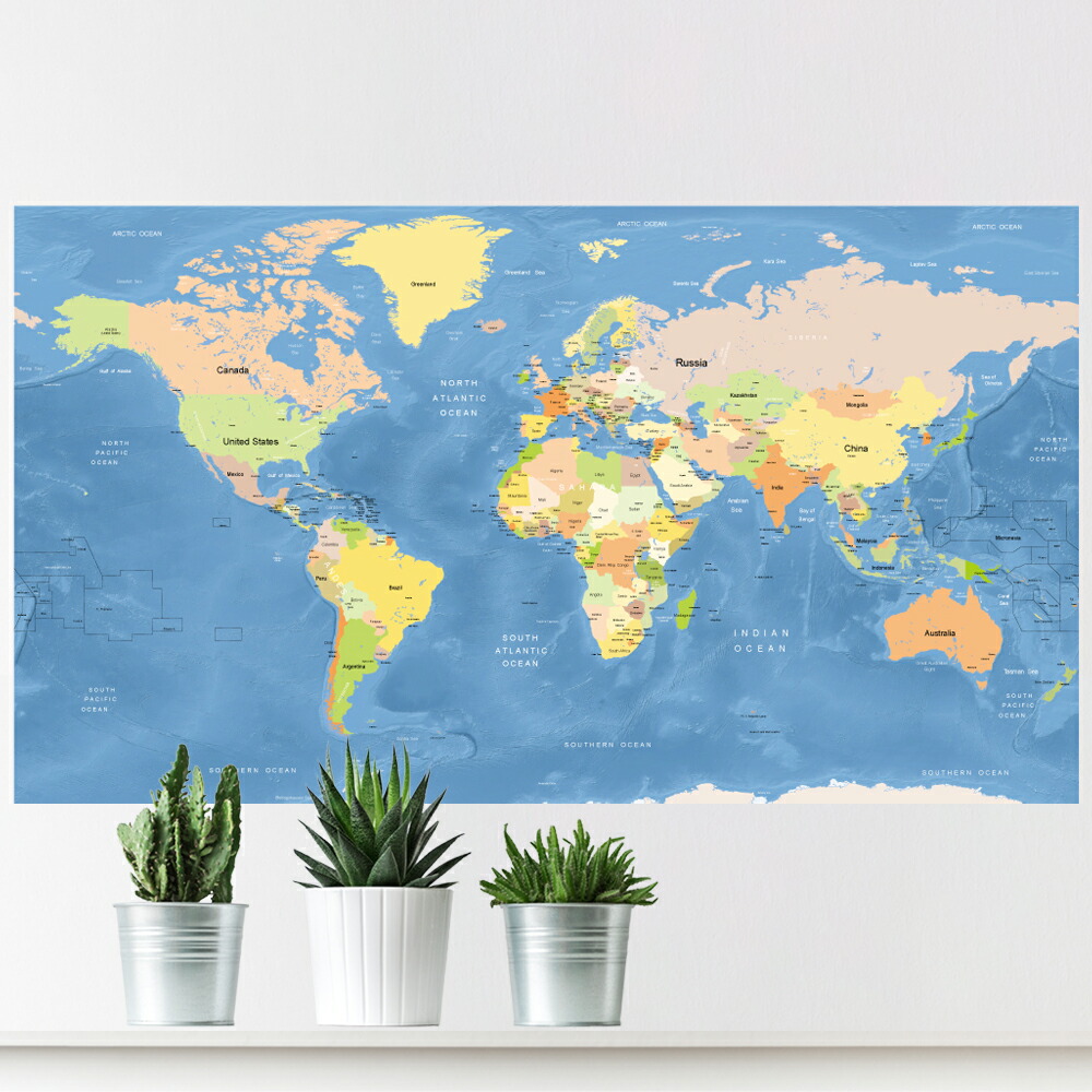 楽天市場】世界地図 ポスター【ミニマム】英語版 world map インテリア