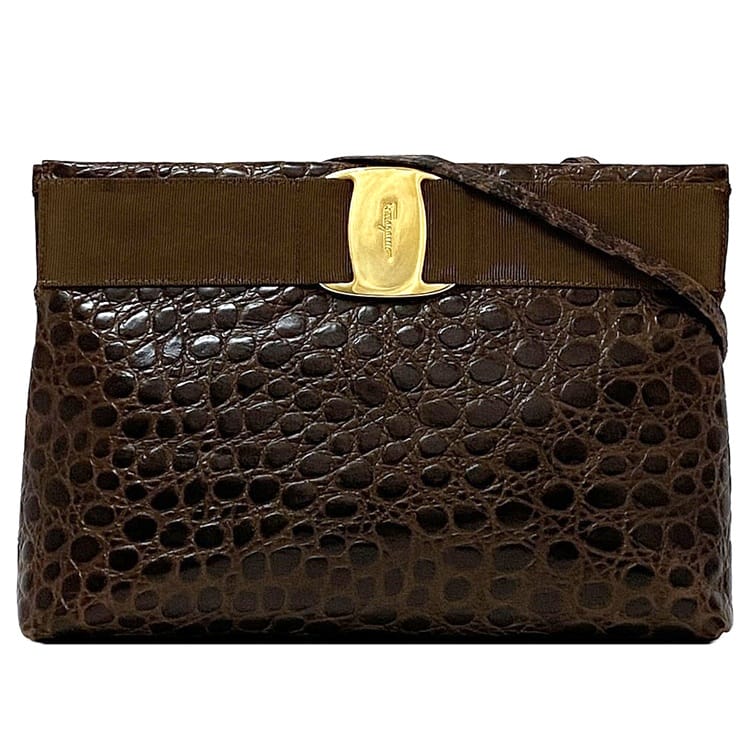 楽天市場】クロコ 型押し（ブランドフェラガモ）（レディースバッグ