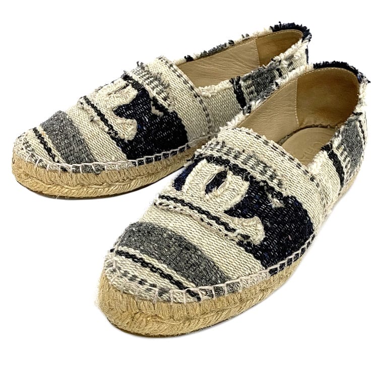 楽天市場】【送料無料】 シャネル エスパドリーユ ベージュ ネイビー