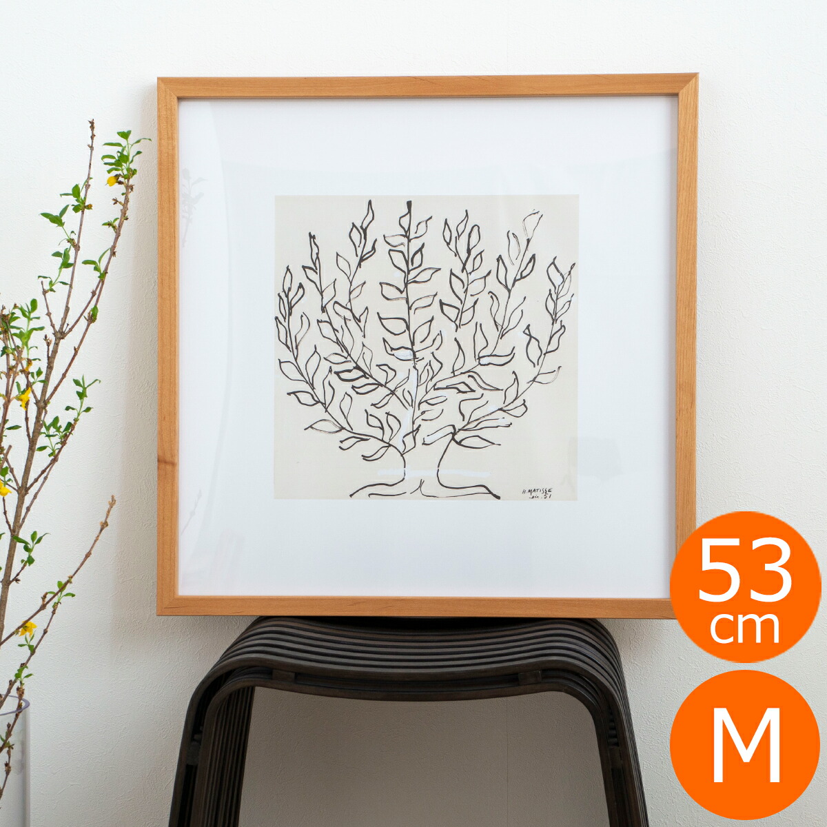 楽天市場】ポスター フレーム付き Le platane M 53×53cm 木製 正方形