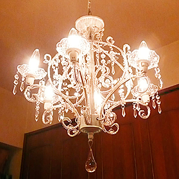 シャンデリア ジュエル ホワイト 明るい6灯♪ ジュエルホワイト