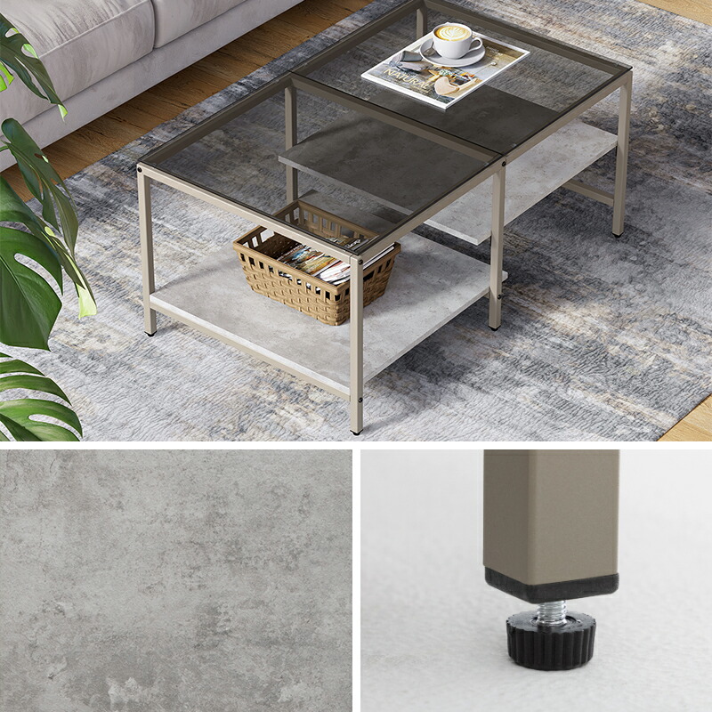 楽天市場】HOMOOI ローテーブル センターテーブル ガラス 二段収納