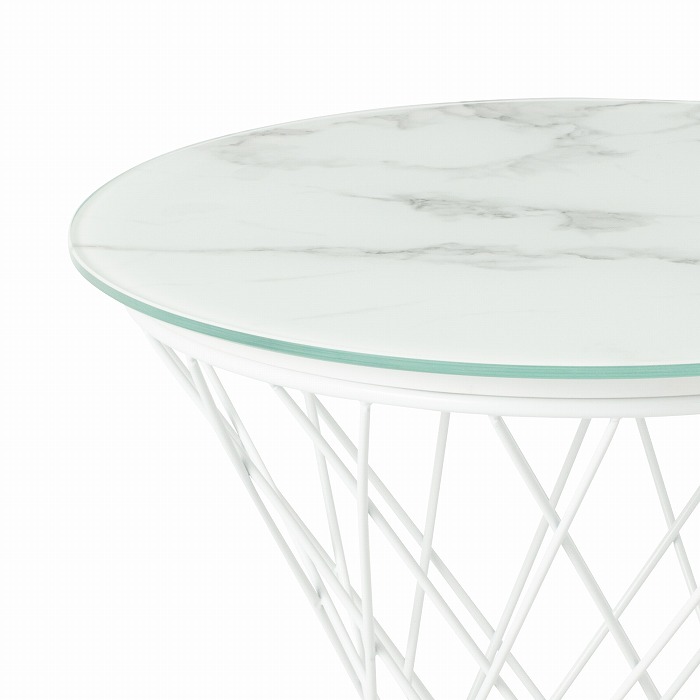 Franc Franc マーリアサイドテーブル (クリア×ホワイト) FrancFrank