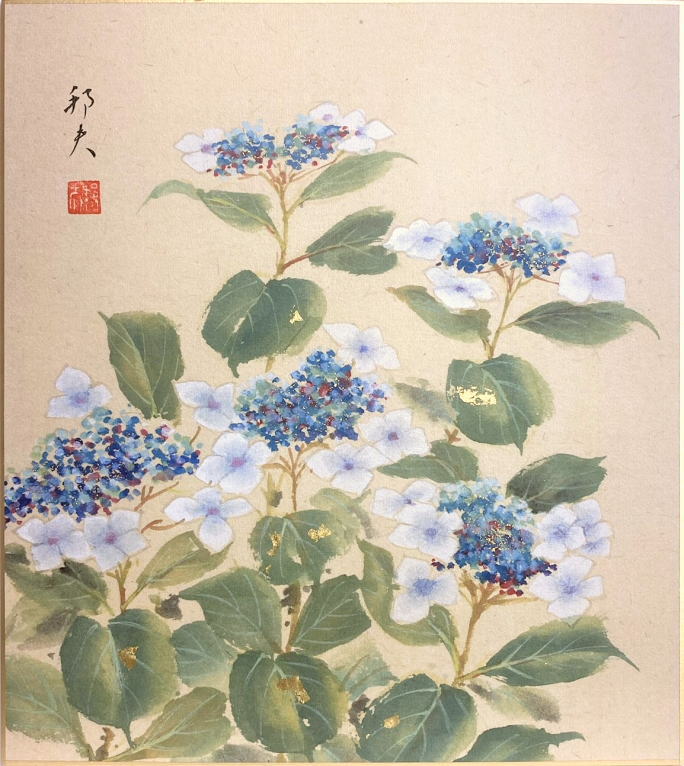 楽天市場】片山邦夫 「 紫陽花 ( 額紫陽花 ) 」 色紙絵 : 内田画廊