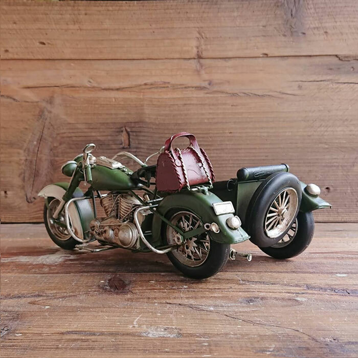楽天市場】サイドカー オートバイ バイク 置物 レトロ ブリキ 細工