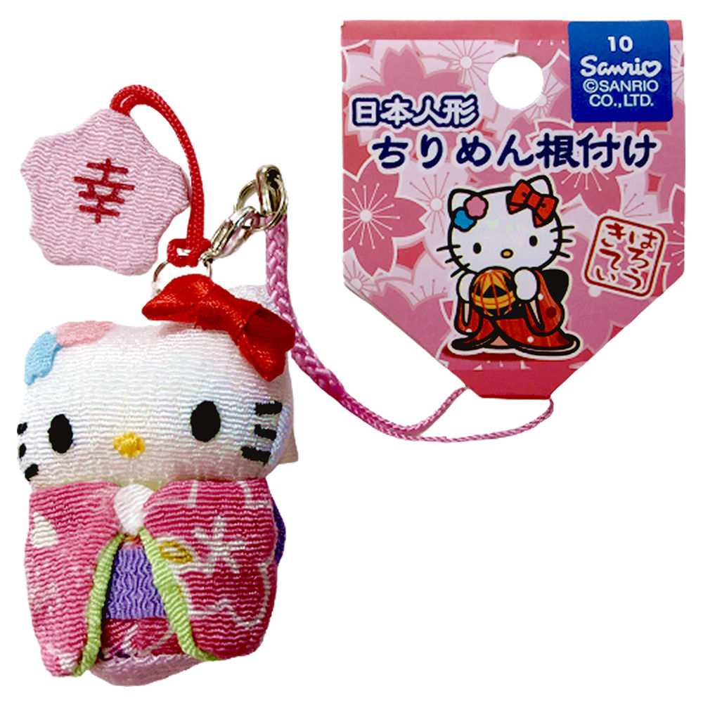 楽天市場】キティちゃん ちりめん 人形 ストラップ 根付 ピンク
