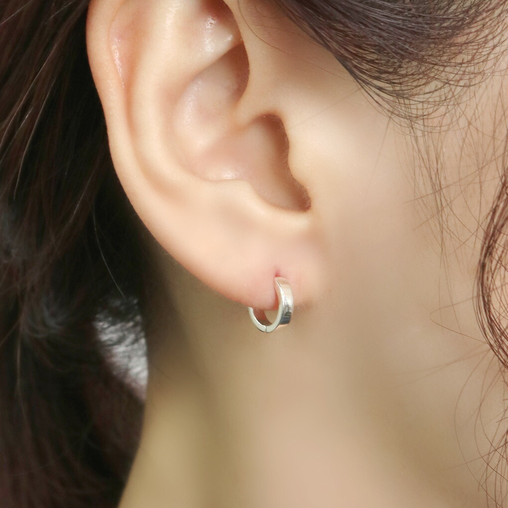 楽天市場】プレーン 平打ち フープピアス ピアス 1P 片耳用 シルバー