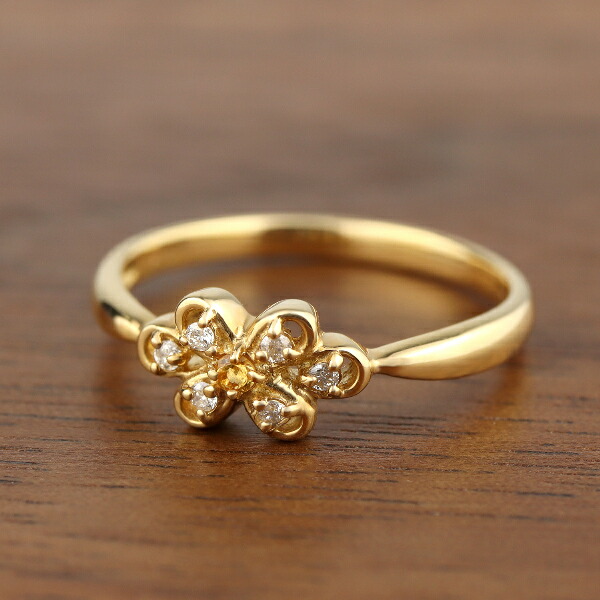 楽天市場】K18 シトリン ダイヤモンド フラワー リング 指輪 花 天然石