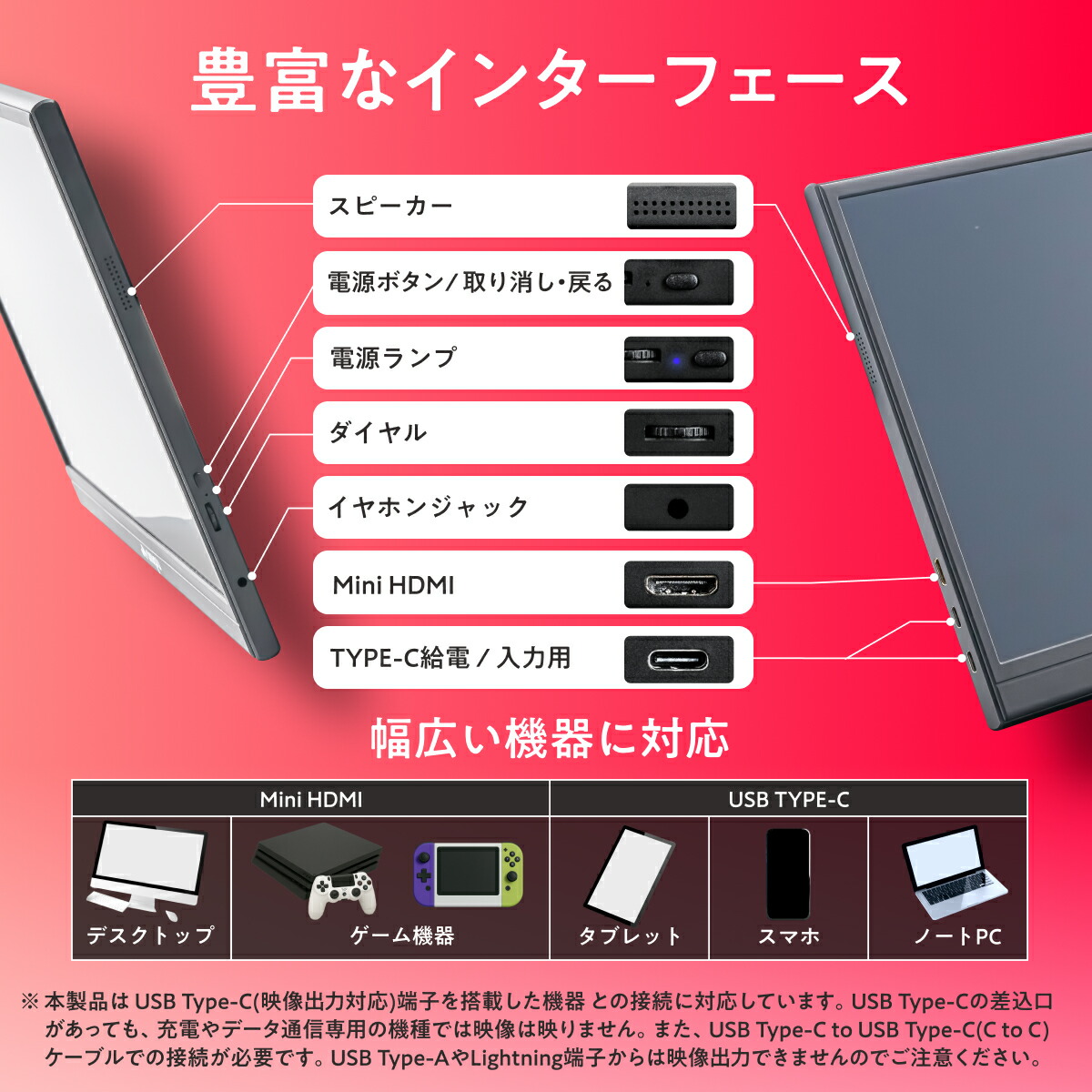 楽天市場】モバイルモニター 15.6 インチ カバー付き ケーブル3種付き