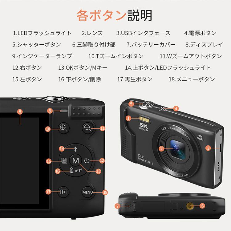 楽天市場】7200万画素 WIFI対応 5K チップ デジタルカメラ : Good