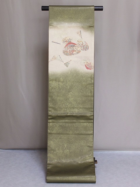 楽天市場】平安絵巻柄 正絹袋帯 まっ茶色の帯 古典柄の帯 手描き 送料