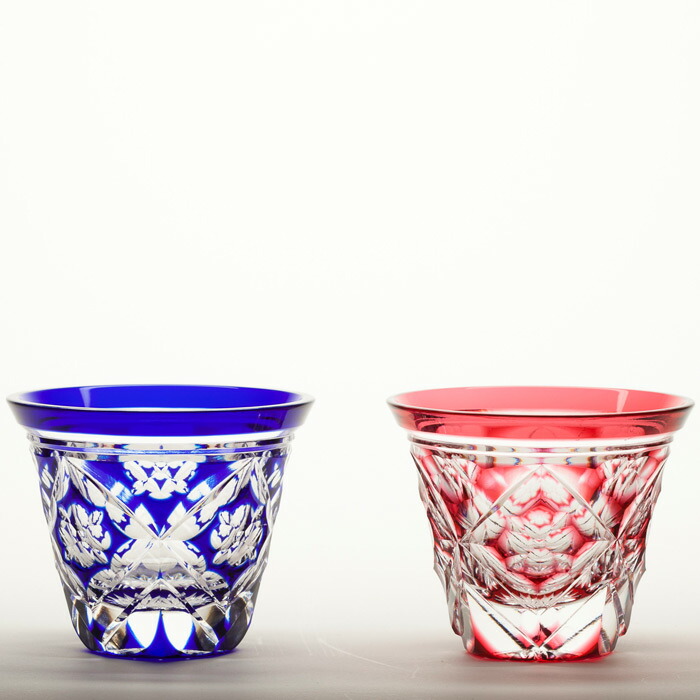 楽天市場】江戸切子 ぐい呑 ペア 金赤・瑠璃 【硝子工房 彩鳳 直営店