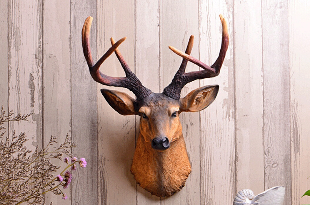 楽天市場】特大 超リアル 茶色 壁掛け 鹿 オブジェ 木製風 剥製