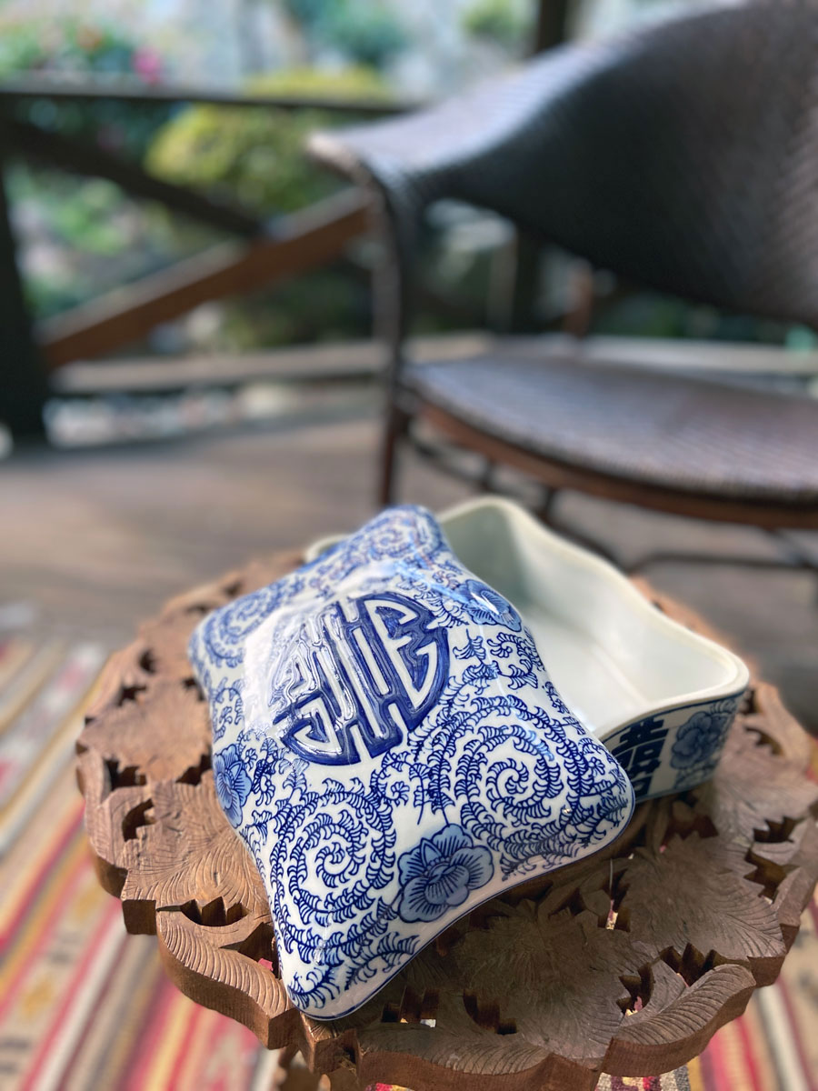 楽天市場】シノワズリ 陶箱 ダブルハピネス 寿紋 Blue & White 囍 双喜