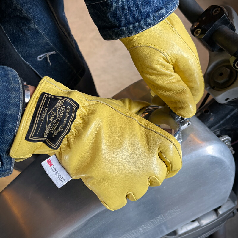 楽天市場】ZONオリジナル 冬用 レザー グローブ イエロー 本革 羊革
