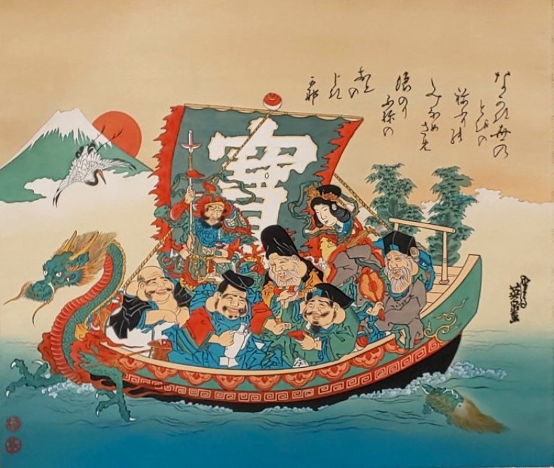 楽天市場】掛け軸 七福神 宝船 溪斎英泉 掛軸 国産 年中掛け 床の間