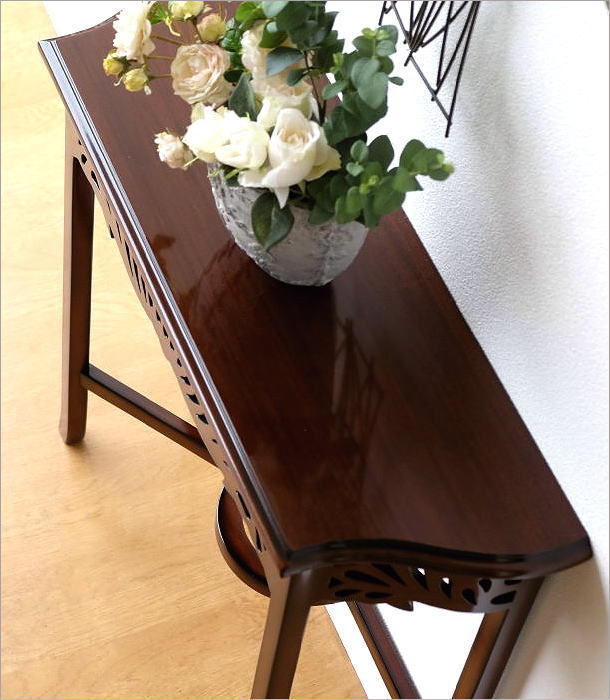 楽天市場】マホガニー無垢材コンソールテーブル 木製 花台