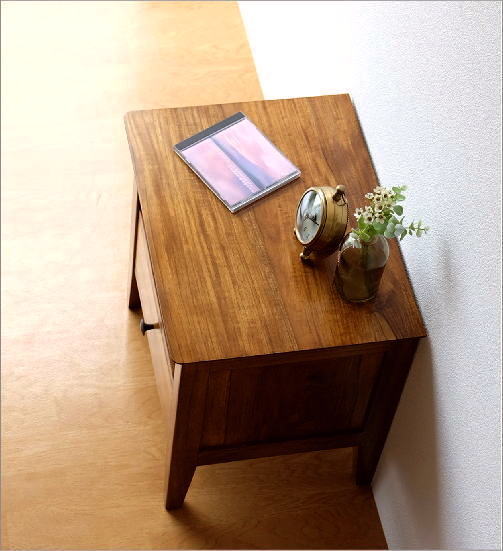 楽天市場】チーク無垢材 サイドテーブル 木製 総無垢材 ナイトテーブル