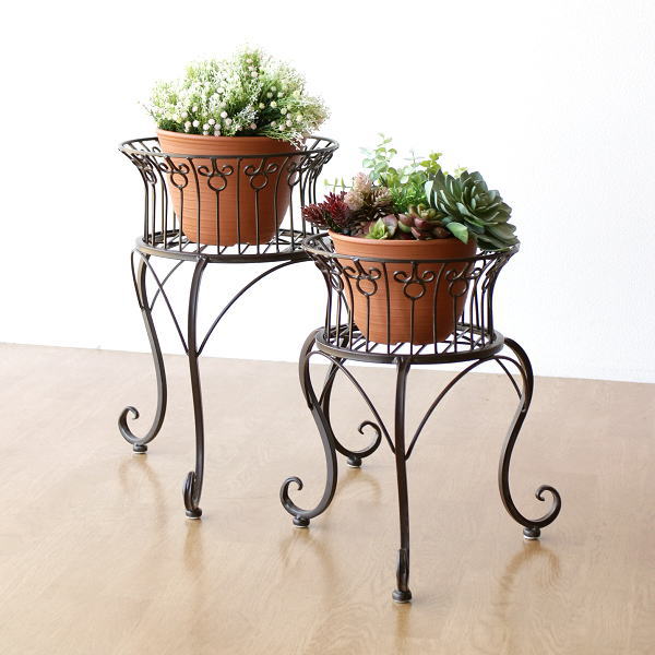 楽天市場】フラワースタンド アイアン 花台 大小 2個セット プランター