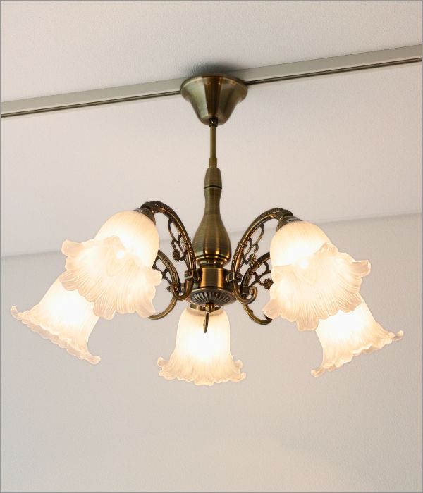 KOIZUM アンティーク シャンデリア 6灯 フラワー シェード KOIZUM
