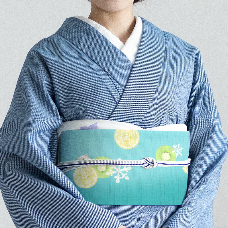 楽天市場】麻 夏帯 夏用 ターコイズブルー 京袋帯《召しませ花》お