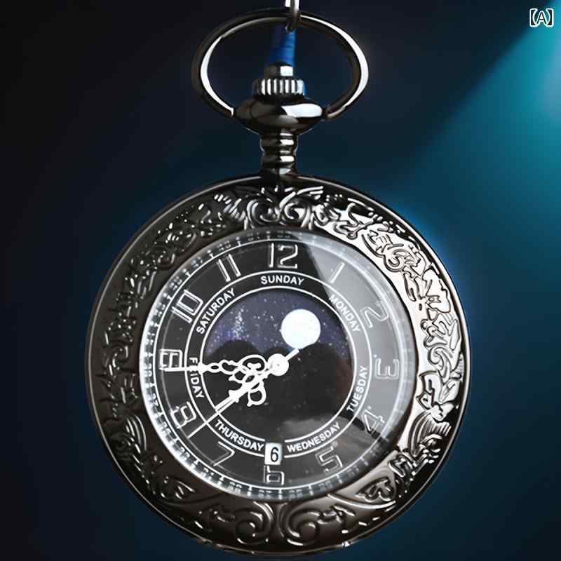 楽天市場】懐中時計 太陽 月 拡大鏡 月齢表示 クォーツ ウオッチ 文化