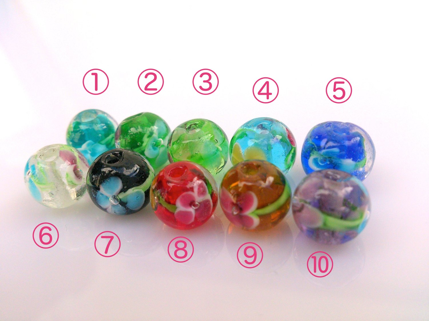 楽天市場】トンボ玉 8mm カラフル水中花 とんぼ玉 ガラス玉 ガラス