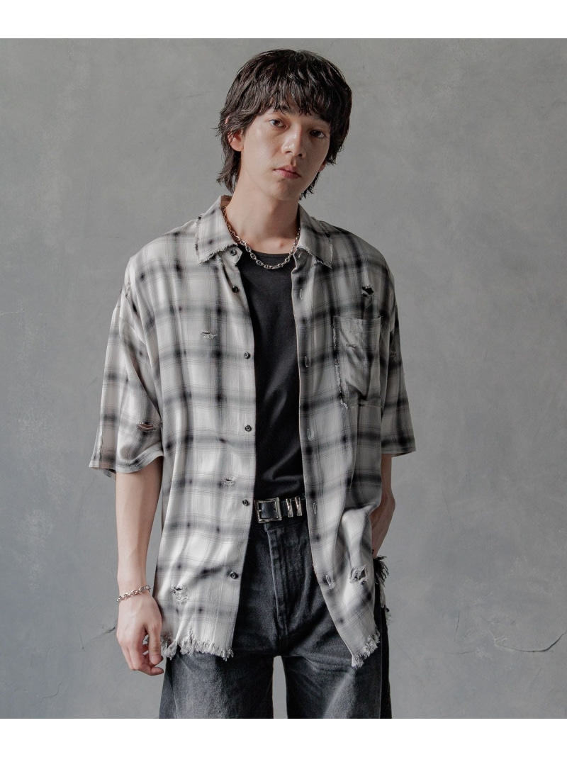 楽天市場】【SALE／50%OFF】ダメージチェックシャツSS HARE ハレ