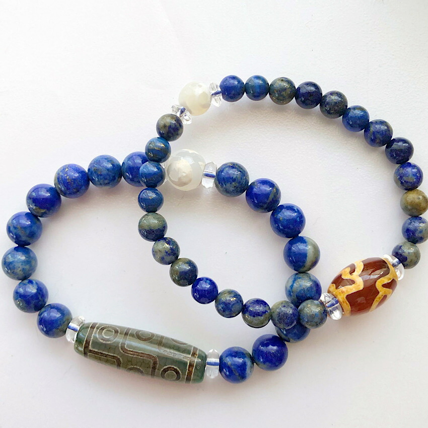 楽天市場】天然色 着色なし ラピスラズリ×天珠ブレスレット 2タイプ