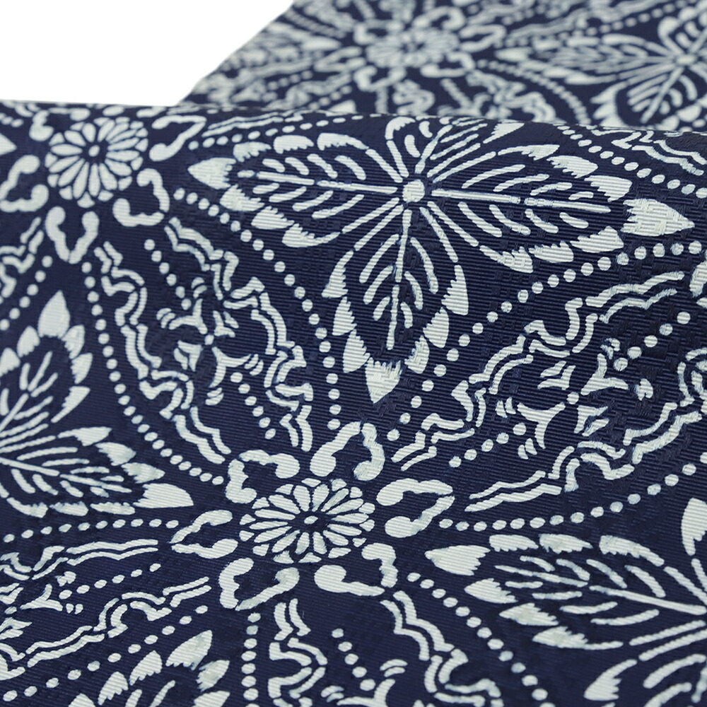 楽天市場】博多織 名古屋帯 正絹 藍色 藍染 紺 七宝繋ぎ 華文 仕立て