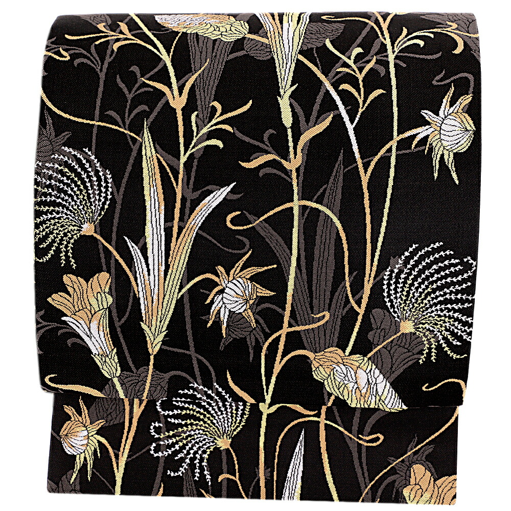 楽天市場】袋帯 西陣織 大光 美しいキモノ掲載 正絹 黒地 花 百合 ユリ