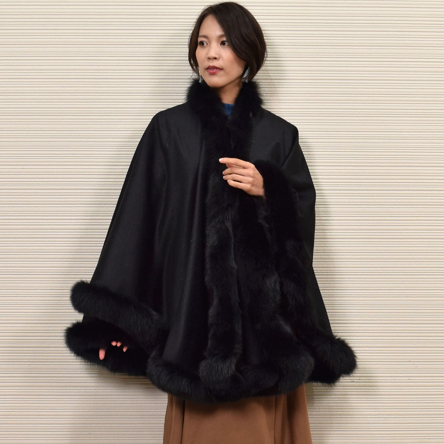 楽天市場】ケープ 日本製 カシミヤ100% 大判ケープ フォックス