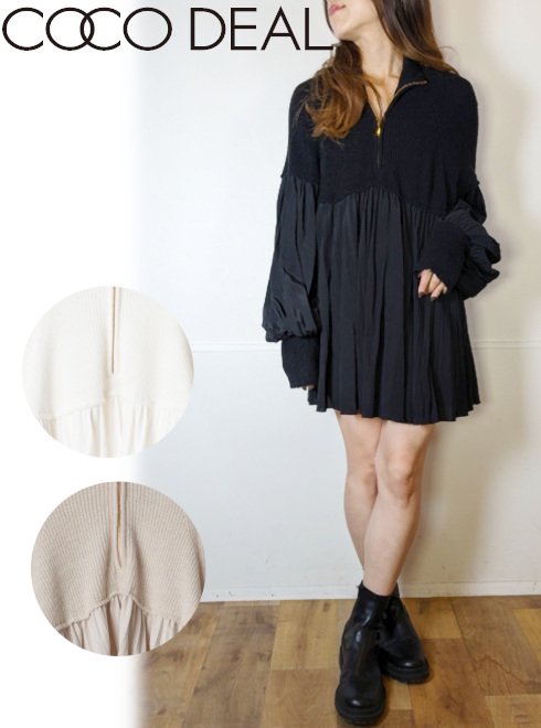 楽天市場】【即日出荷】COCODEAL ココディール ハーフジッププリーツ