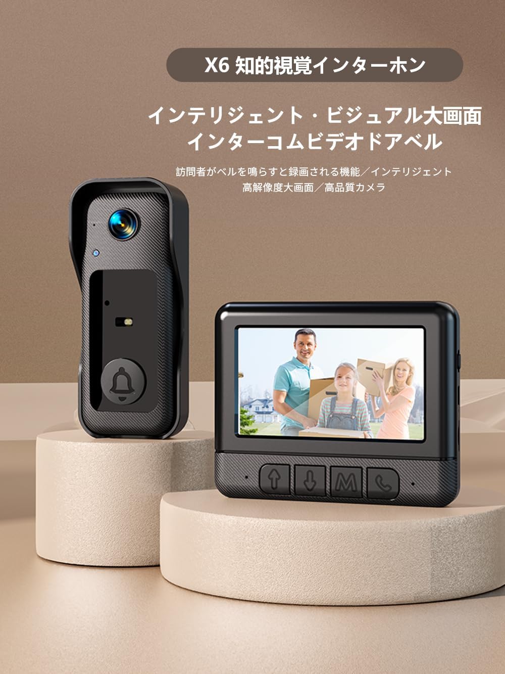 楽天市場】ワイヤレスインターホン カメラ付き ドアホン 工事不要 自動