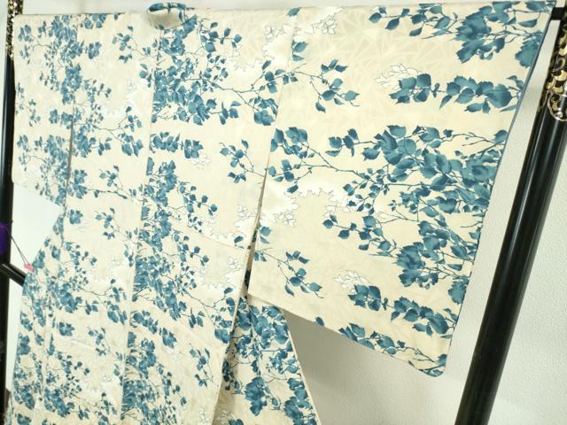 作家物 深い濃藍色 藍染 京友禅染小紋 作家物 深い濃藍色 藍染 京