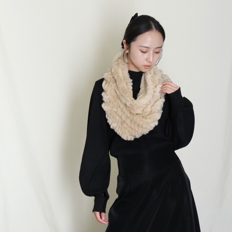 楽天市場】スヌード ファー ラビット マフラー ニット 編込み ネック