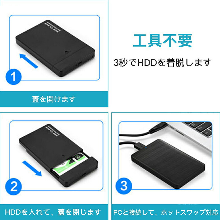 楽天市場】HDDケース USB3.0 2.5インチ SSDケース USB3.0接続 SATA2.0