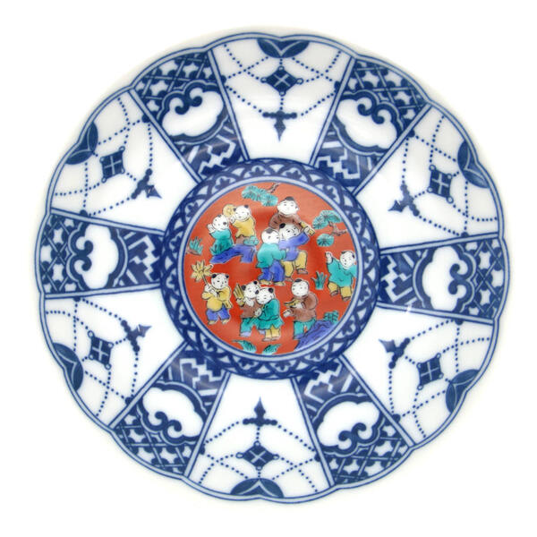 楽天市場】九谷焼 青風窯4号皿揃（5枚セット） 瓔珞紋時代画風SH-01