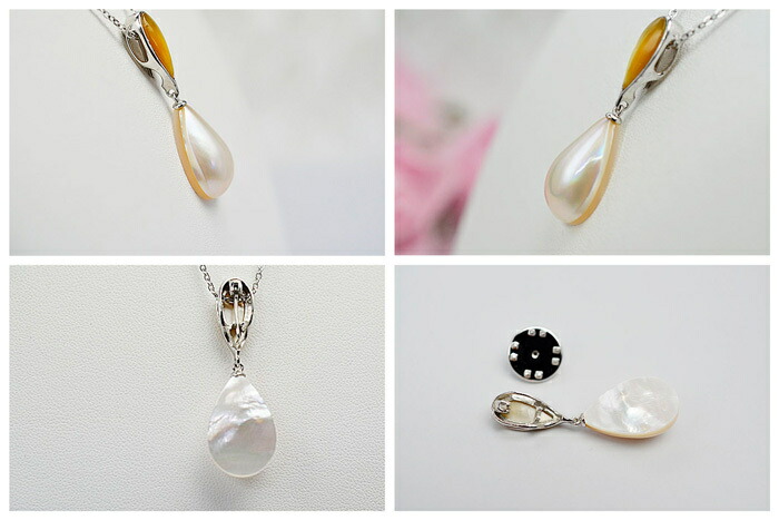 楽天市場】マベ真珠ペンダントトップ兼用ピンブローチしずく型約20
