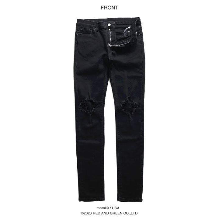 楽天市場】mnml デニム ジーンズ メンズ 春夏秋冬用 黒 ブラック