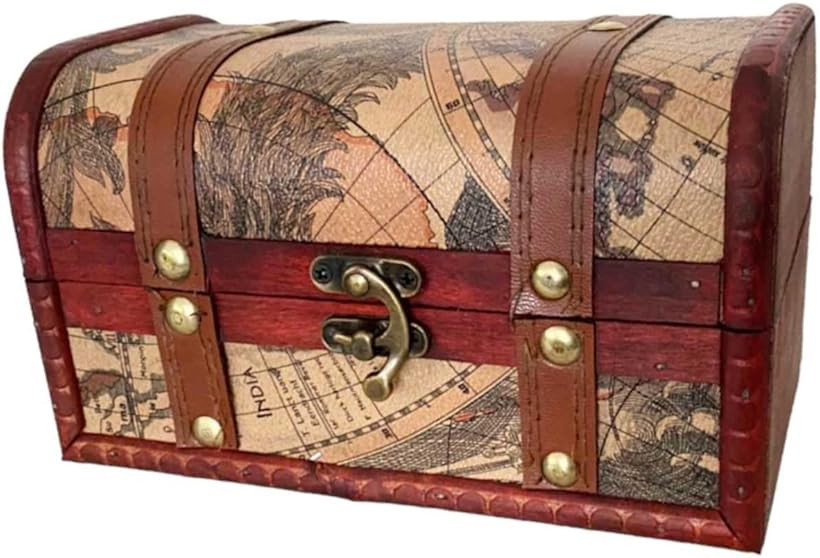 楽天市場】地図柄 宝箱 アンティーク風 木製 レトロ 収納ボックス 木箱