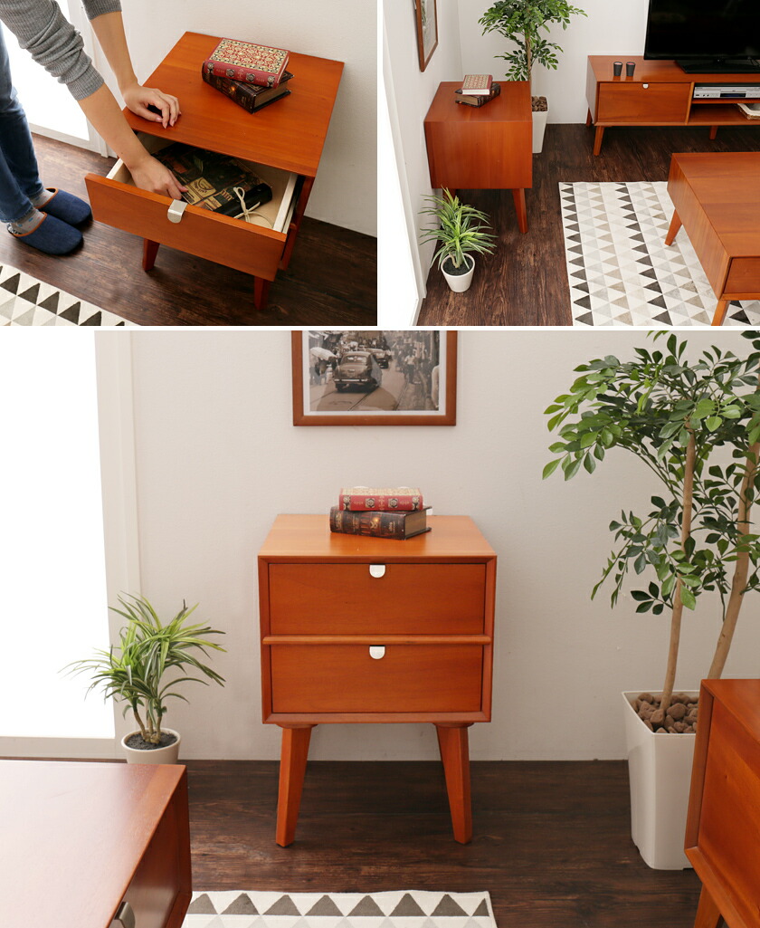 楽天市場】サイドテーブル 引き出し 正方形 幅40 高さ55 木製 背面化粧