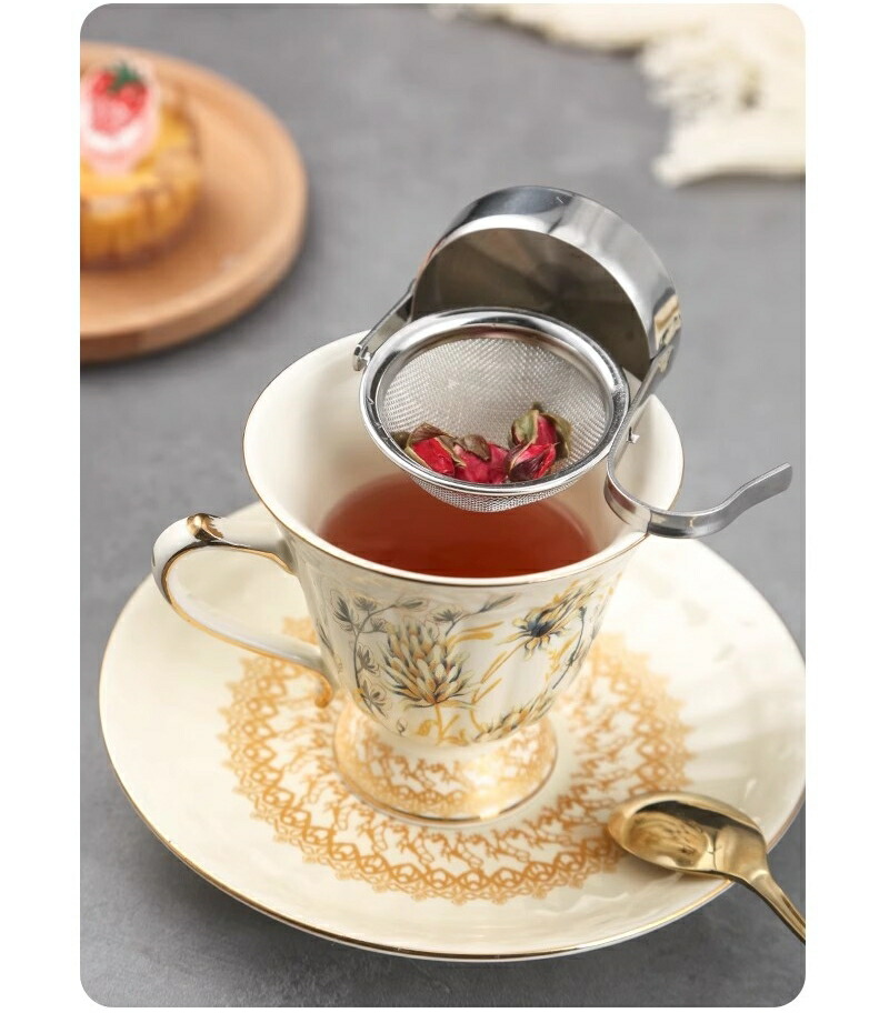 楽天市場】北欧 金属製 茶こし 茶漉し 回転式 ミラー 受け皿 ゴールド