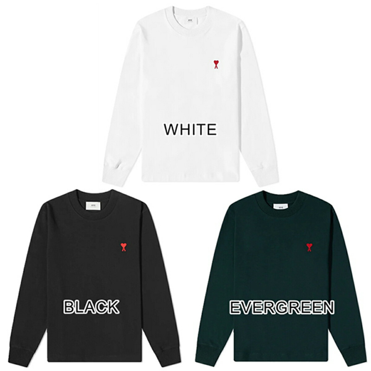 楽天市場】AMI Paris アミ パリス 長袖 ロンT リブ無し AMI DE COEUR