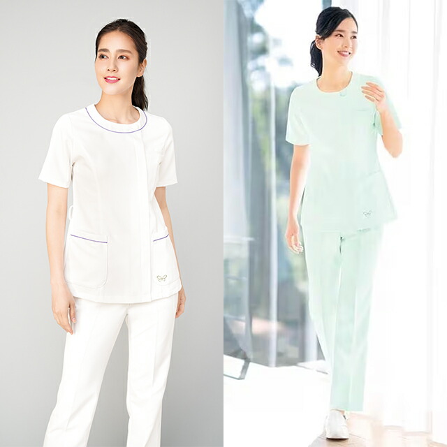 楽天市場】[ハナエモリ]ラウンドパイピングネックジャケットナース服