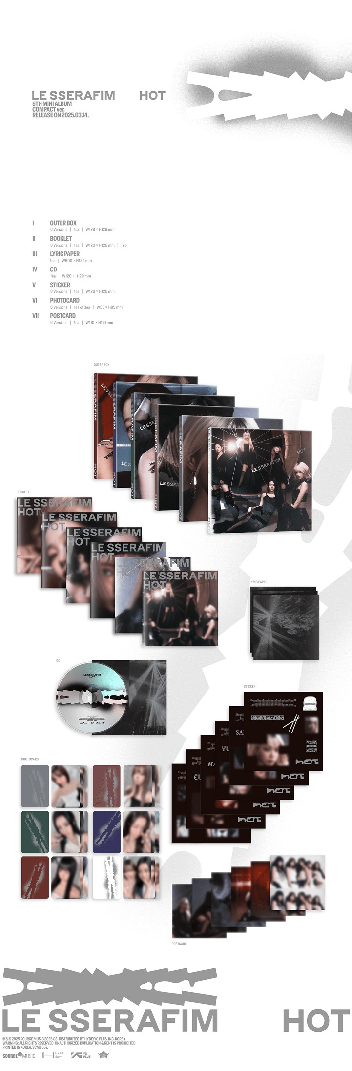 楽天市場】LE SSERAFIM - 5th Mini Album 「HOT」 (COMPACT ver.) ル
