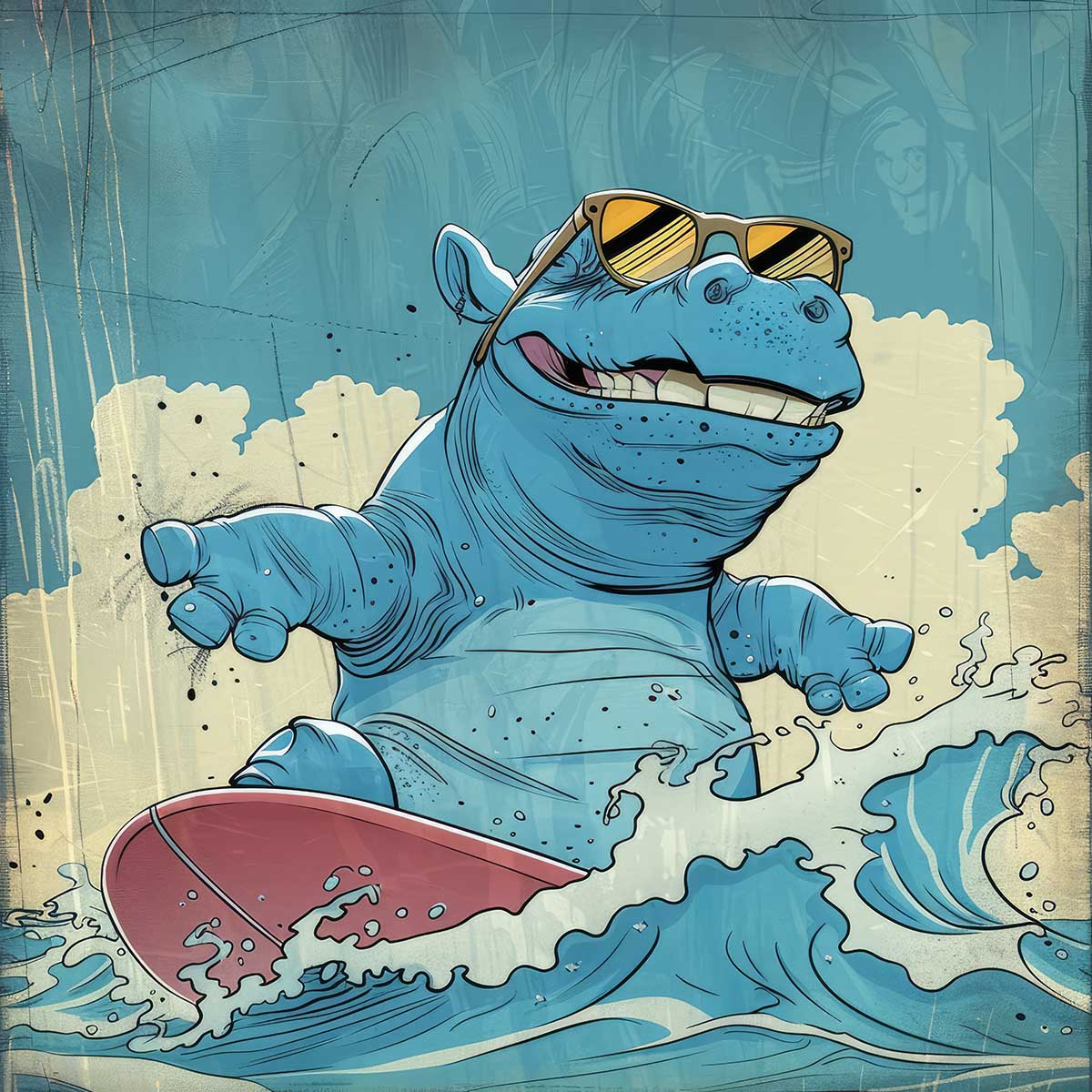 楽天市場】動物 サーフアニマル ポップ レトロ 野生 カラフル イラスト